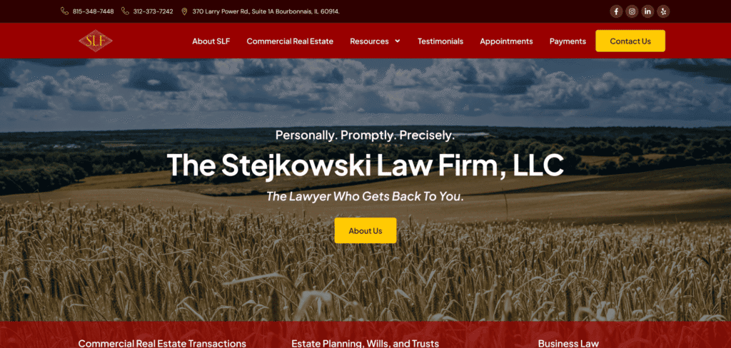 Law firm website redesign. Work by Bridgeman Digital.